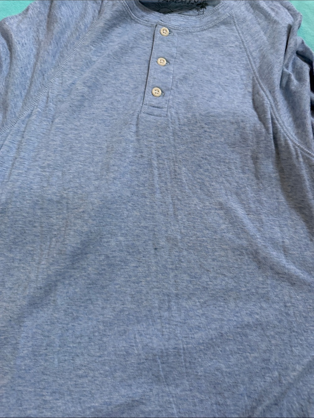 Faherty Cloud Cotton Henley Shirt Size M Heathered Blue Indigo Long Sleeve - Picture 2 of 7
